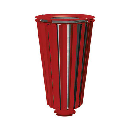 Procity Lofoten Litter Bin 80L (All Steel / With Internal Galvanised Bucket / Maroon RAL 3004)