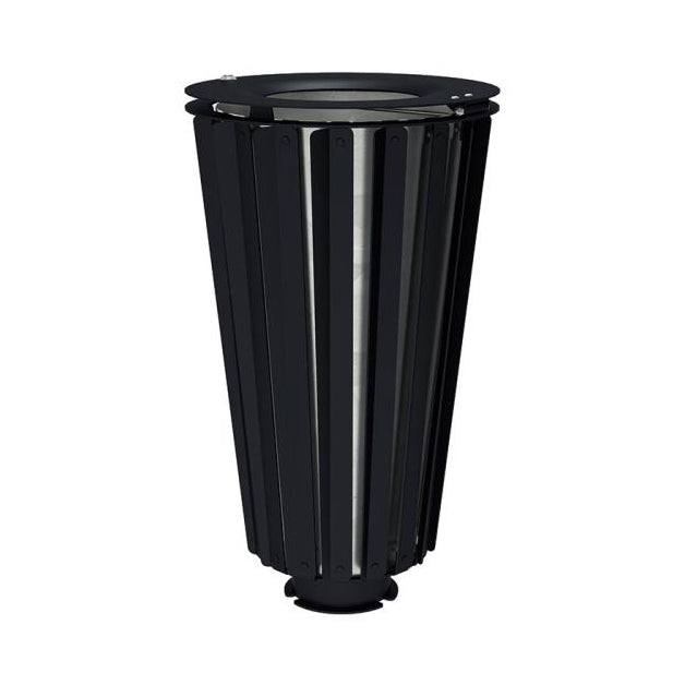 Procity Lofoten Litter Bin 80L (All Steel / With Internal Galvanised Bucket / Jet Black RAL 9005)