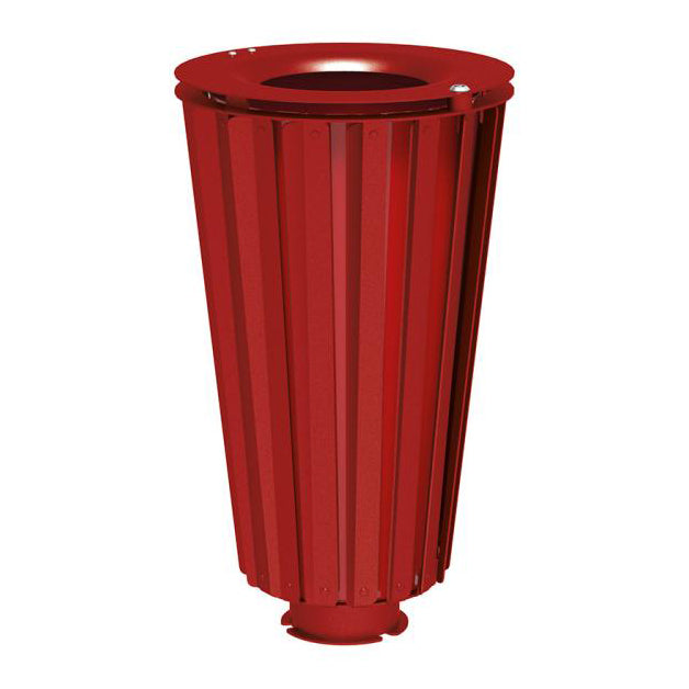 Procity Lofoten Litter Bin 80L (All Steel / With Internal Painted Galvanised Bucket / Maroon RAL 3004)