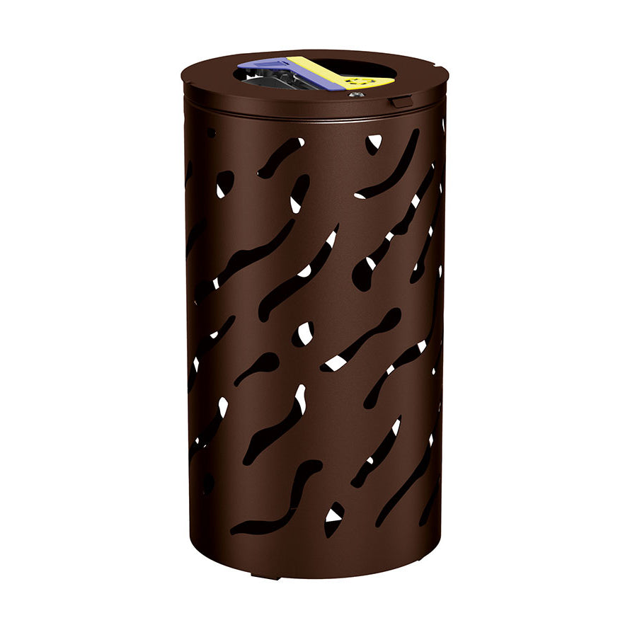 Procity Venice Circular Selective Sort Recycling Bin 2 x 60L (Galvanised & Powder Coated Chocolate Brown RAL 8017)