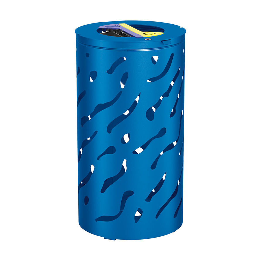 Procity Venice Circular Selective Sort Recycling Bin 2 x 60L (Galvanised & Powder Coated Gentian Blue RAL 5010)