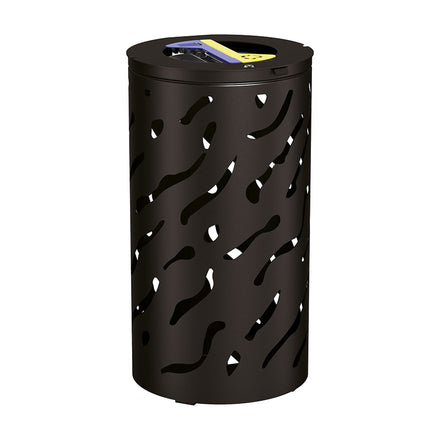 Procity Venice Circular Selective Sort Recycling Bin 2 x 60L (Galvanised & Powder Coated Jet Black RAL 9005)