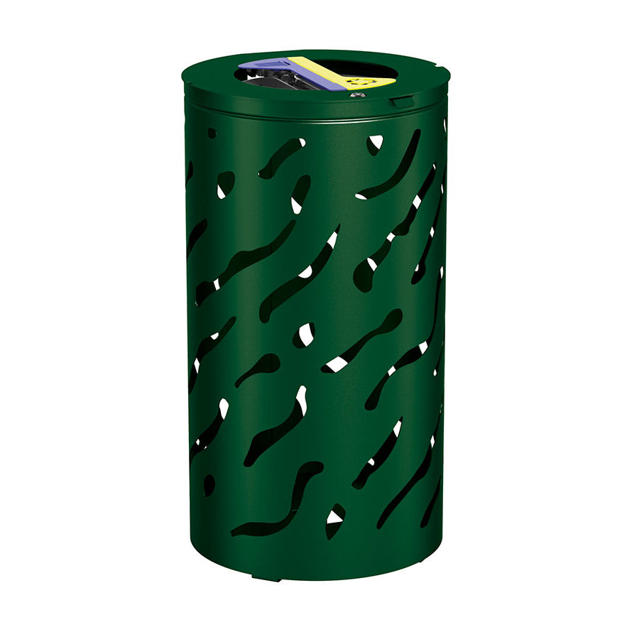 Procity Venice Circular Selective Sort Recycling Bin 2 x 60L (Galvanised & Powder Coated Moss Green RAL 6005)