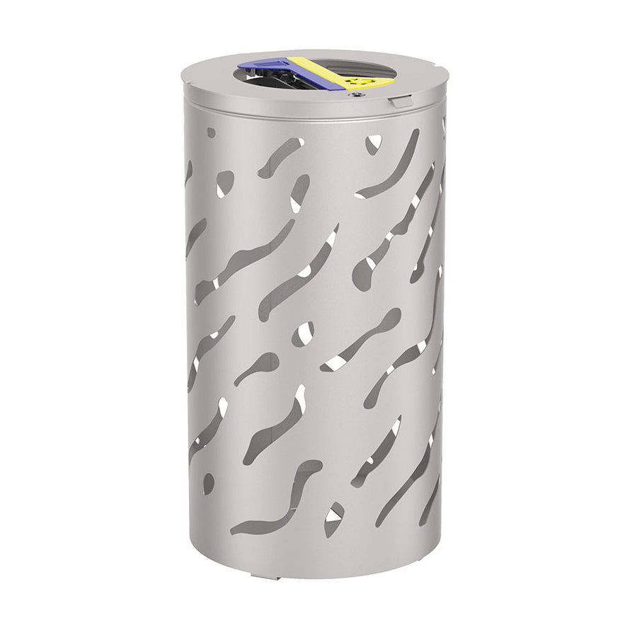 Procity Venice Circular Selective Sort Recycling Bin 2 x 60L (Galvanised & Powder Coated Silk Grey RAL 7044)