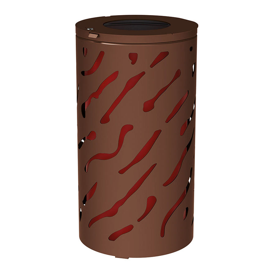 Procity Venice Round Litter Bin (No Cover / With Internal Painted Galvanised Bucket / Galvanised & Powder Coated Chocolate Brown RAL 8017)