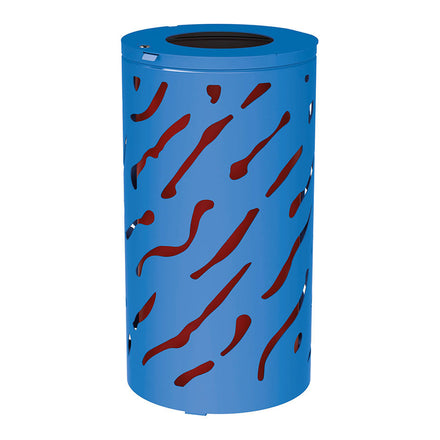 Procity Venice Round Litter Bin (No Cover / With Internal Painted Galvanised Bucket / Galvanised & Powder Coated Gentian Blue RAL 5010)