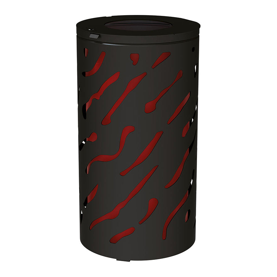 Procity Venice Round Litter Bin (No Cover / With Internal Painted Galvanised Bucket / Galvanised & Powder Coated Jet Black RAL 9005)