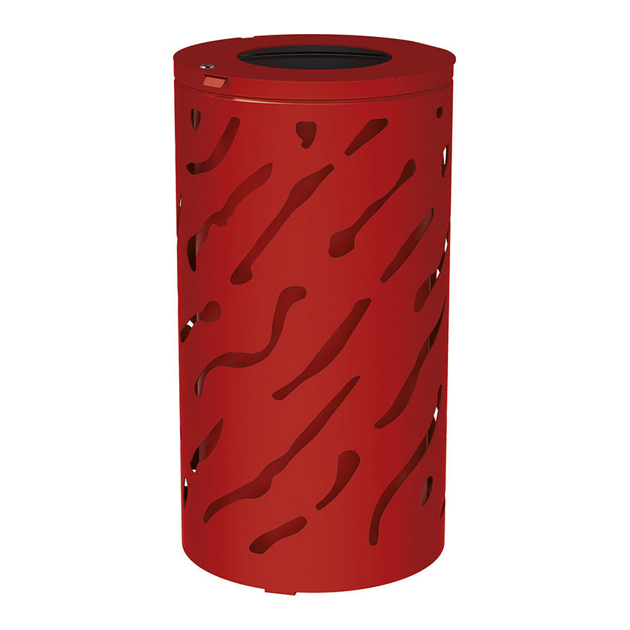 Procity Venice Round Litter Bin (No Cover / With Internal Painted Galvanised Bucket / Galvanised & Powder Coated Maroon RAL 3004)