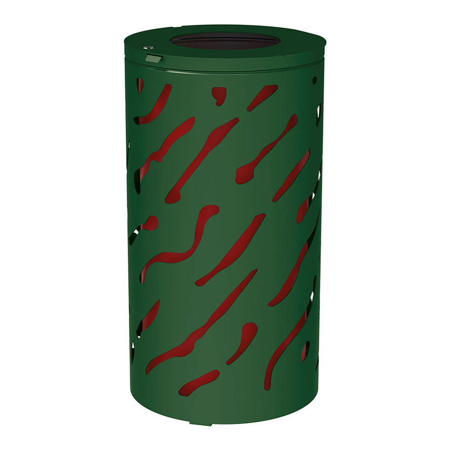 Procity Venice Round Litter Bin (No Cover / With Internal Painted Galvanised Bucket / Galvanised & Powder Coated Moss Green RAL 6005)