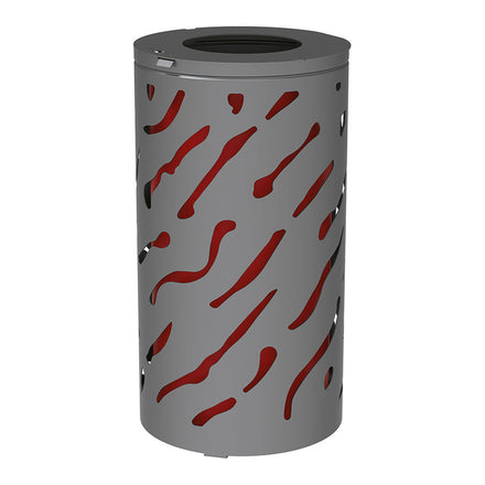 Procity Venice Round Litter Bin (No Cover / With Internal Painted Galvanised Bucket / Galvanised & Powder Coated Procity Grey)