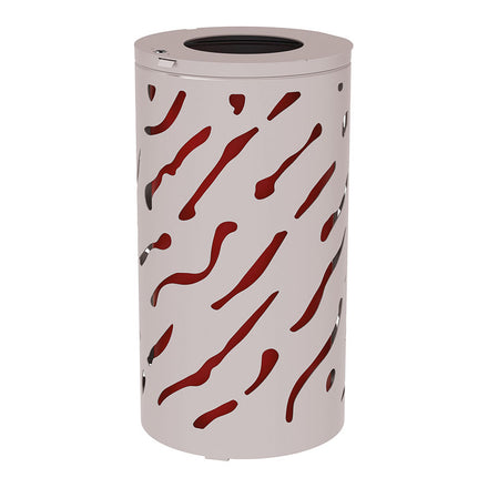 Procity Venice Round Litter Bin (No Cover / With Internal Painted Galvanised Bucket / Galvanised & Powder Coated Silk Grey RAL 7044)