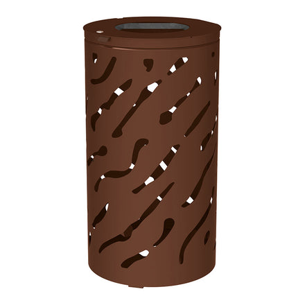 Procity Venice Round Litter Bin (No Cover / Without Internal Bucket / Galvanised & Powder Coated Chocolate Brown RAL 8017)