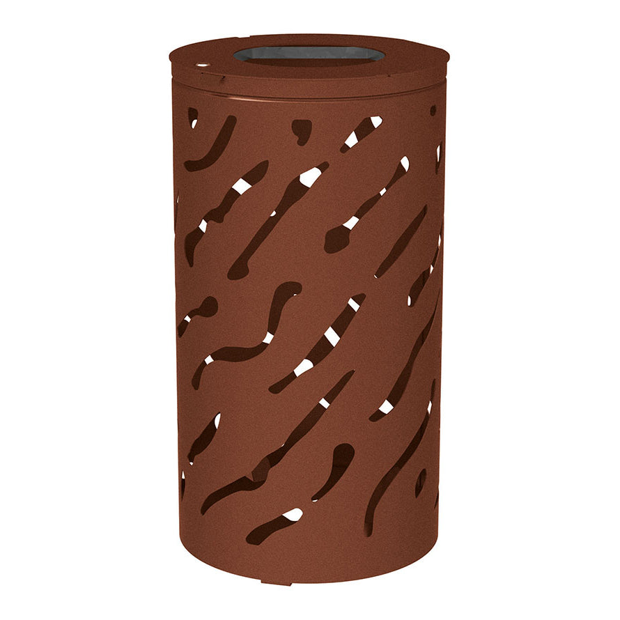 Procity Venice Round Litter Bin (No Cover / Without Internal Bucket / Galvanised & Powder Coated Corten Effect)