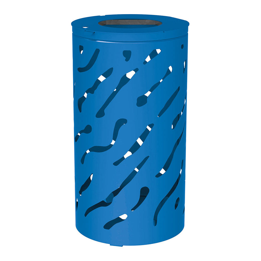 Procity Venice Round Litter Bin (No Cover / Without Internal Bucket / Galvanised & Powder Coated Gentian Blue RAL 5010)