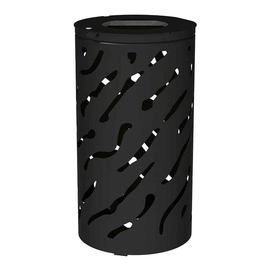 Procity Venice Round Litter Bin (No Cover / Without Internal Bucket / Galvanised & Powder Coated Jet Black RAL 9005)