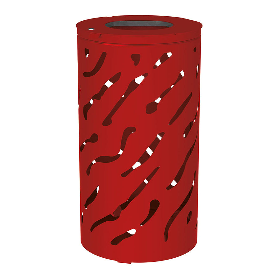 Procity Venice Round Litter Bin (No Cover / Without Internal Bucket / Galvanised & Powder Coated Maroon RAL 3004)