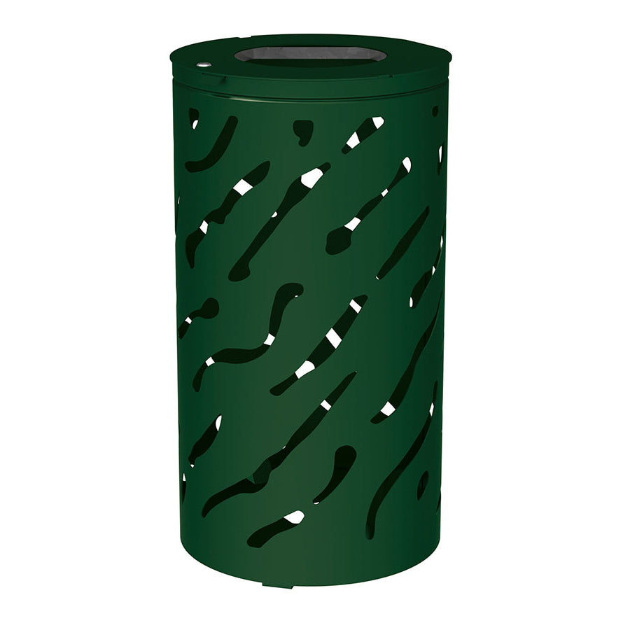 Procity Venice Round Litter Bin (No Cover / Without Internal Bucket / Galvanised & Powder Coated Moss Green RAL 6005)