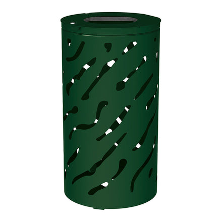 Procity Venice Round Litter Bin (No Cover / Without Internal Bucket / Galvanised & Powder Coated Moss Green RAL 6005)