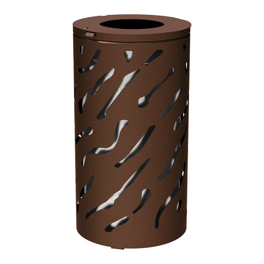 Procity Venice Round Litter Bin (No Cover / With Internal Galvanised Bucket / Galvanised & Powder Coated Chocolate Brown RAL 8017)