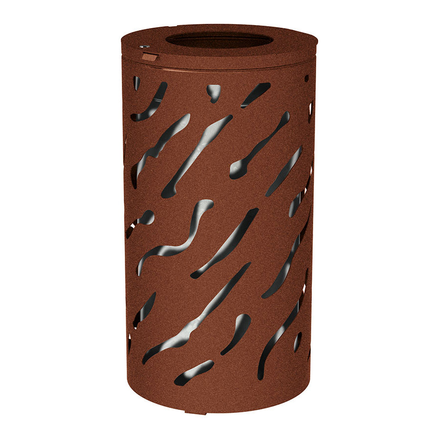 Procity Venice Round Litter Bin (No Cover / With Internal Galvanised Bucket / Galvanised & Powder Coated Corten Effect)