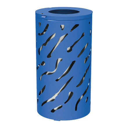 Procity Venice Round Litter Bin (No Cover / With Internal Galvanised Bucket / Galvanised & Powder Coated Gentian Blue RAL 5010)