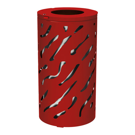 Procity Venice Round Litter Bin (No Cover / With Internal Galvanised Bucket / Galvanised & Powder Coated Maroon RAL 3004)