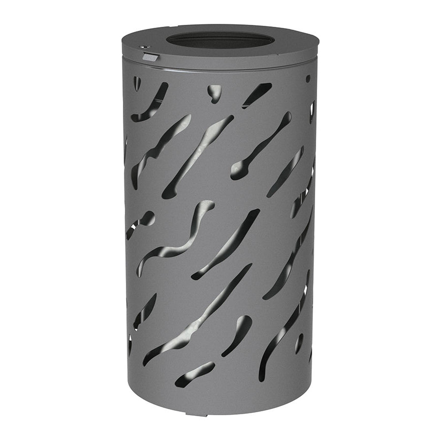 Procity Venice Round Litter Bin (No Cover / With Internal Galvanised Bucket / Galvanised & Powder Coated Procity Grey)