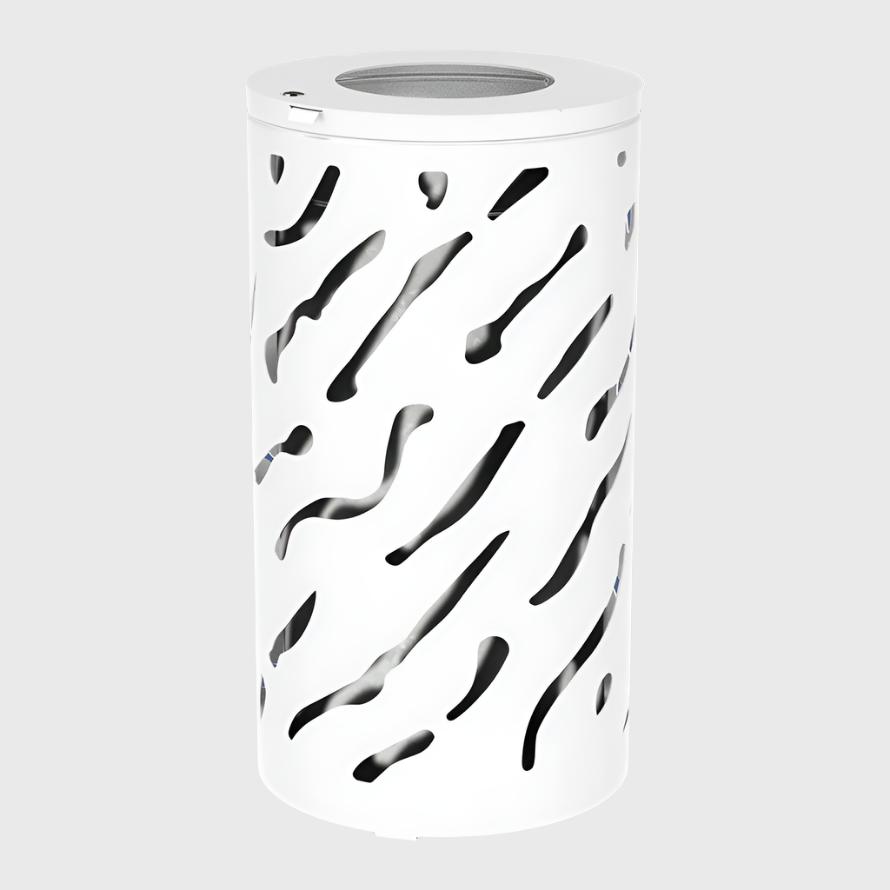 Procity Venice Round Litter Bin (No Cover / With Internal Galvanised Bucket / Galvanised & Powder Coated Pure White RAL 9010)