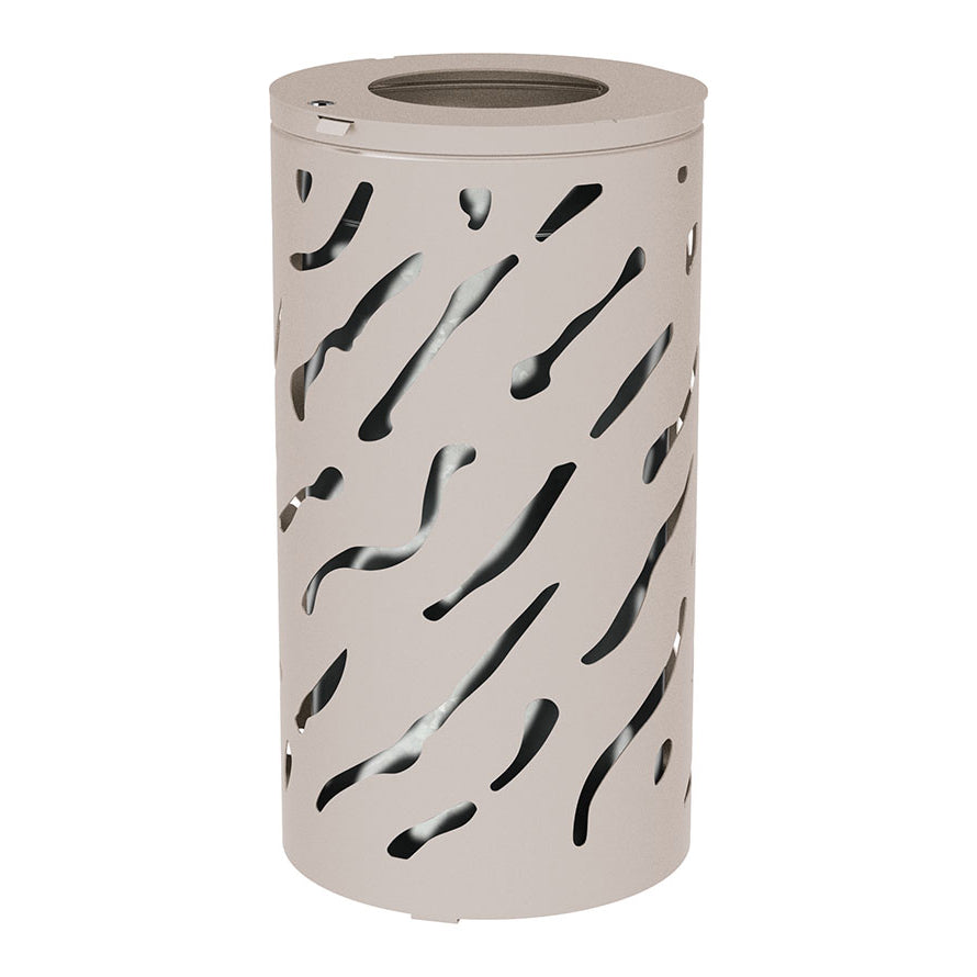 Procity Venice Round Litter Bin (No Cover / With Internal Galvanised Bucket / Galvanised & Powder Coated Silk Grey RAL 7044)