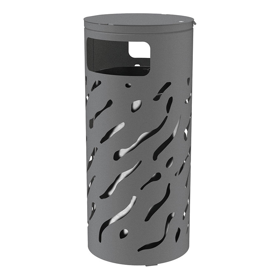 Procity Venice Round Litter Bin (Cover / With Internal Galvanised Bucket / Galvanised & Powder Coated Pure White RAL 9010)