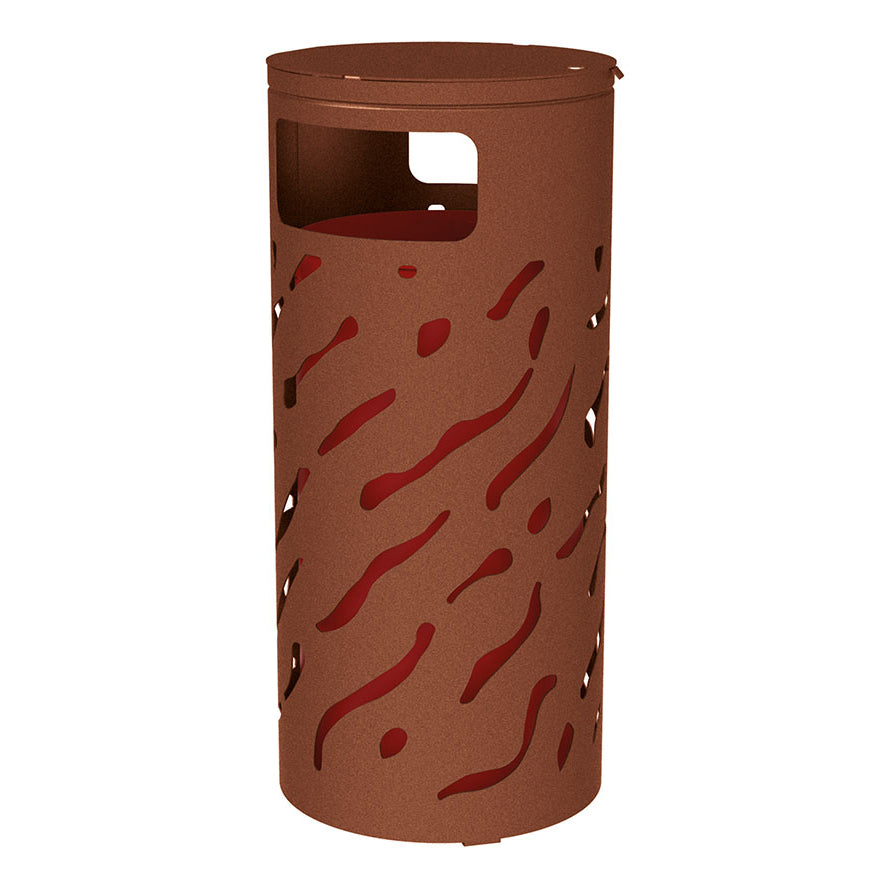 Procity Venice Round Litter Bin (Cover / With Internal Painted Galvanised Bucket / Galvanised & Powder Coated Corten Effect)