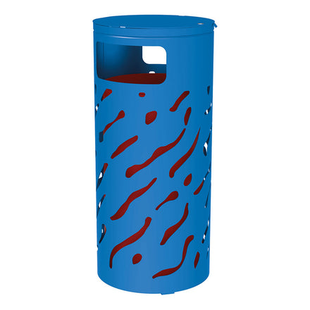 Procity Venice Round Litter Bin (Cover / With Internal Painted Galvanised Bucket / Galvanised & Powder Coated Gentian Blue RAL 5010)