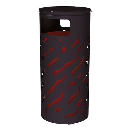 Procity Venice Round Litter Bin (Cover / With Internal Painted Galvanised Bucket / Galvanised & Powder Coated Jet Black RAL 9005)