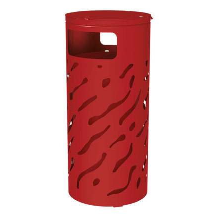 Procity Venice Round Litter Bin (Cover / With Internal Painted Galvanised Bucket / Galvanised & Powder Coated Maroon RAL 3004)