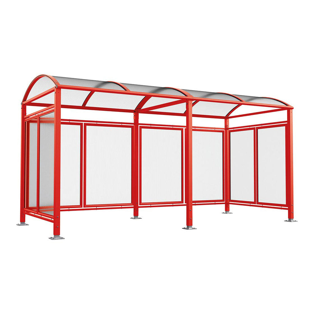 Procity Venue Smoking Shelter (5000mm / Galvanised & Powder Coated Traffic Red RAL 3020)