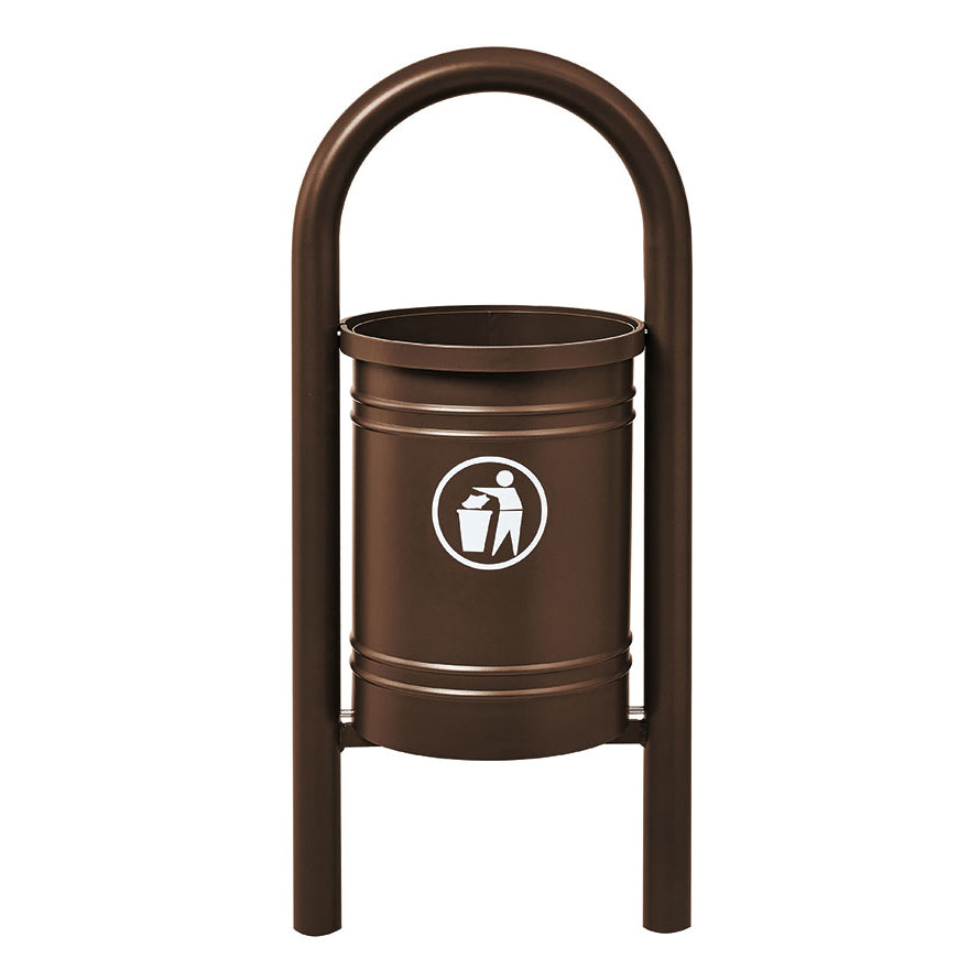 Procity Vercors Litter Bin 40L (Galvanised & Powder Coated Chocolate Brown RAL 8017)