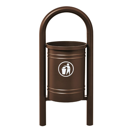 Procity Vercors Litter Bin 40L (Galvanised & Powder Coated Chocolate Brown RAL 8017)