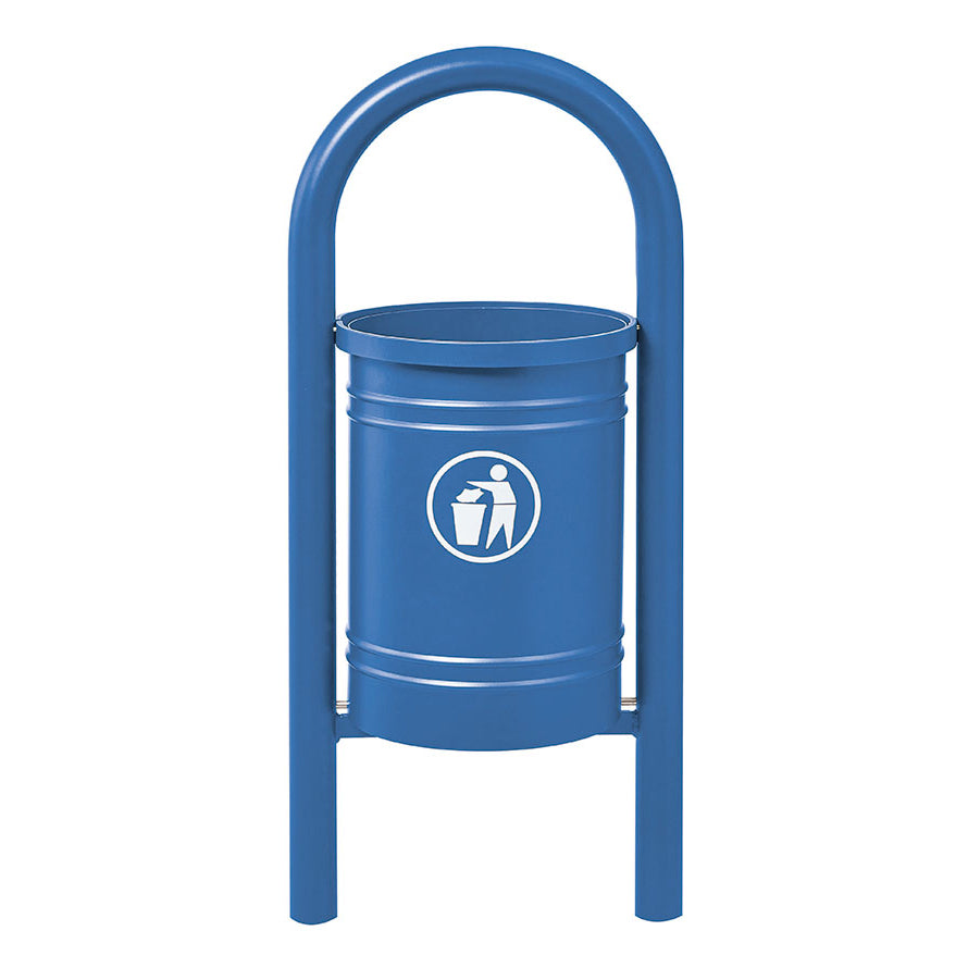 Procity Vercors Litter Bin 40L (Galvanised & Powder Coated Gentian Blue RAL 5010)