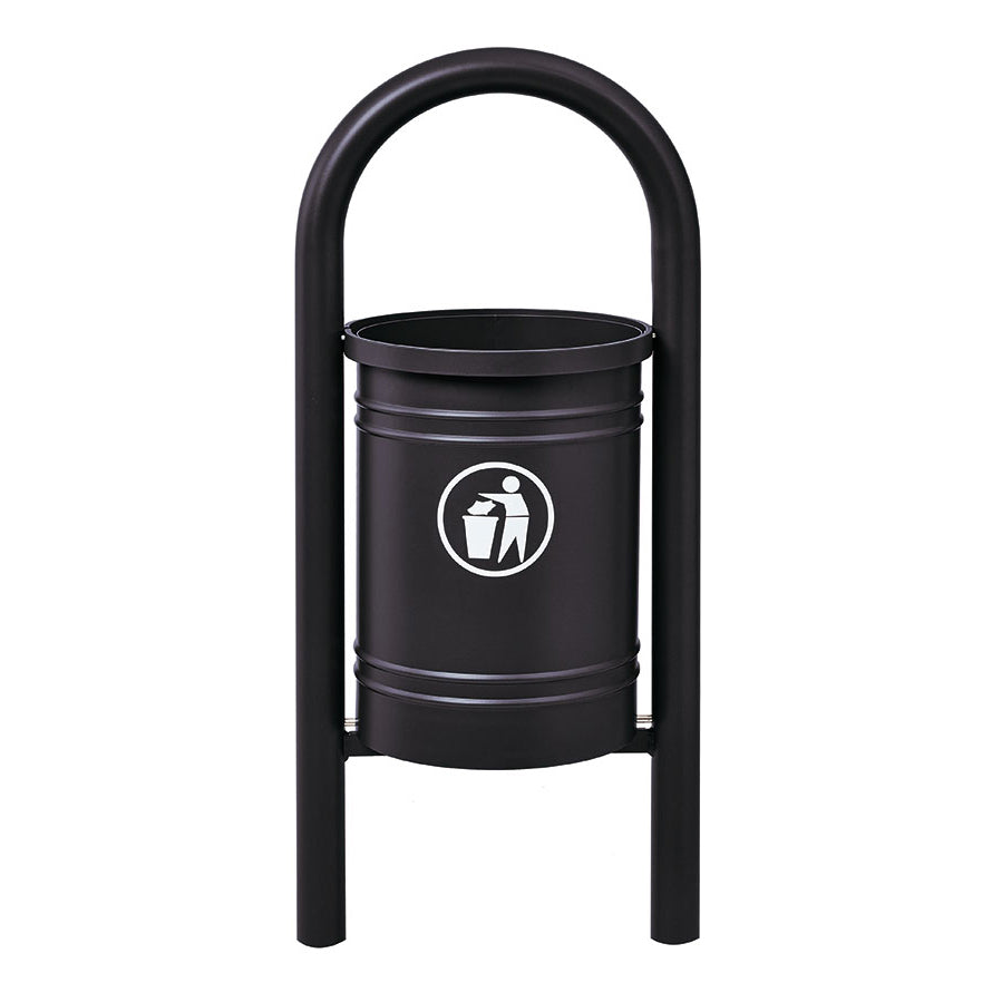 Procity Vercors Litter Bin 40L (Galvanised & Powder Coated Jet Black RAL 9005)