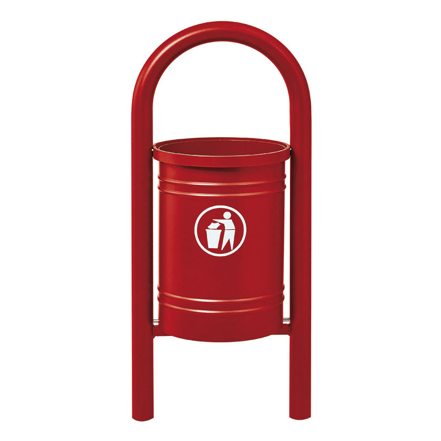 Procity Vercors Litter Bin 40L (Galvanised & Powder Coated Maroon RAL 3004)