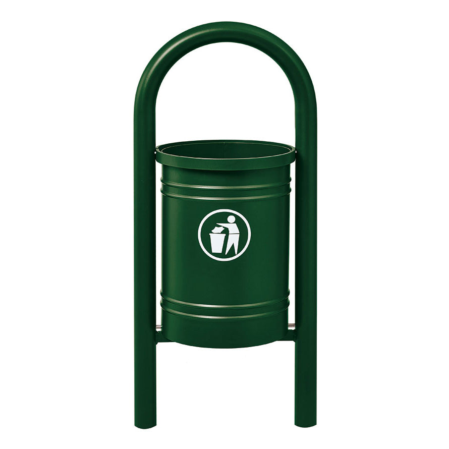 Procity Vercors Litter Bin 40L (Galvanised & Powder Coated Moss Green RAL 6005)