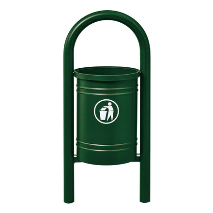 Procity Vercors Litter Bin 40L (Galvanised & Powder Coated Moss Green RAL 6005)