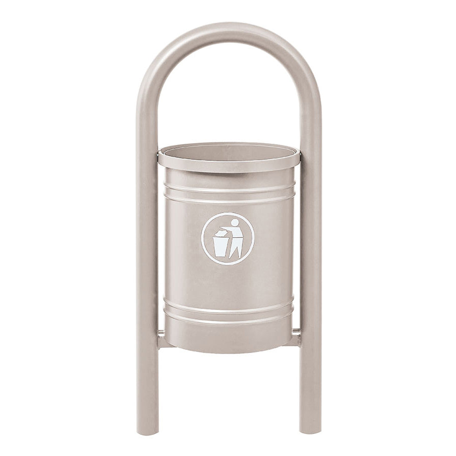 Procity Vercors Litter Bin 40L (Galvanised & Powder Coated Silk Grey RAL 7044)