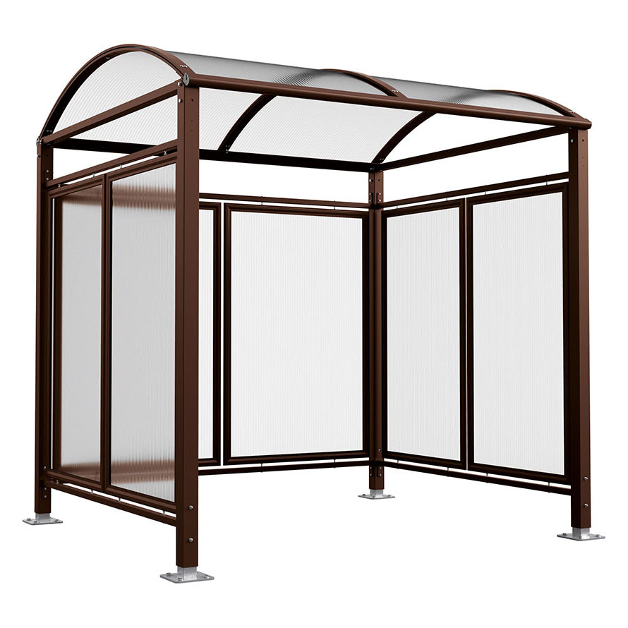 Procity Voute Bike Shelter (2500mm / Rear + 2 Side Cladding / Galvanised & Powder Coated Chocolate Brown RAL 8017)