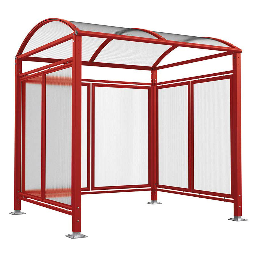 Procity Voute Bike Shelter (2500mm / Rear + 2 Side Cladding / Galvanised & Powder Coated Maroon RAL 3004)