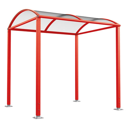 Procity Voute Bike Shelter (2500mm / No Cladding / Galvanised & Powder Coated Traffic Red RAL 3020)