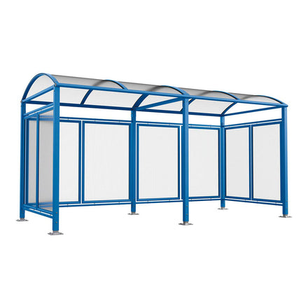 Procity Voute Bike Shelter (5000mm / Rear + 2 Side Cladding / Galvanised & Powder Coated Gentian Blue RAL 5010)