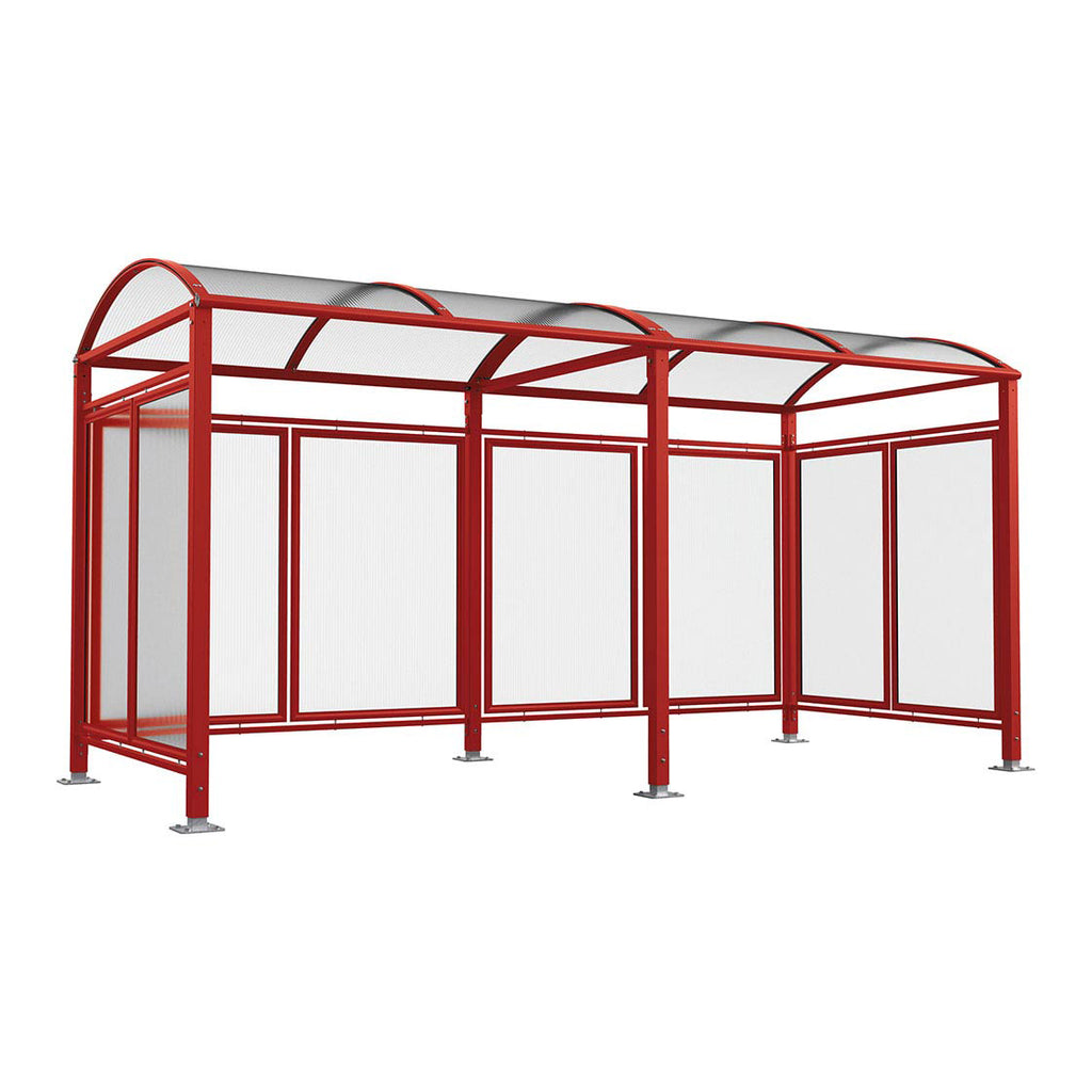 Procity Voute Bike Shelter (5000mm / Rear + 2 Side Cladding / Galvanised & Powder Coated Maroon RAL 3004)