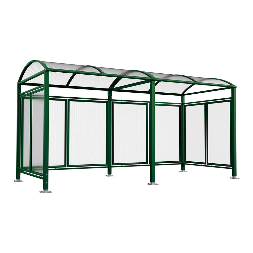 Procity Voute Bike Shelter (5000mm / Rear + 2 Side Cladding / Galvanised & Powder Coated Moss Green RAL 6005)