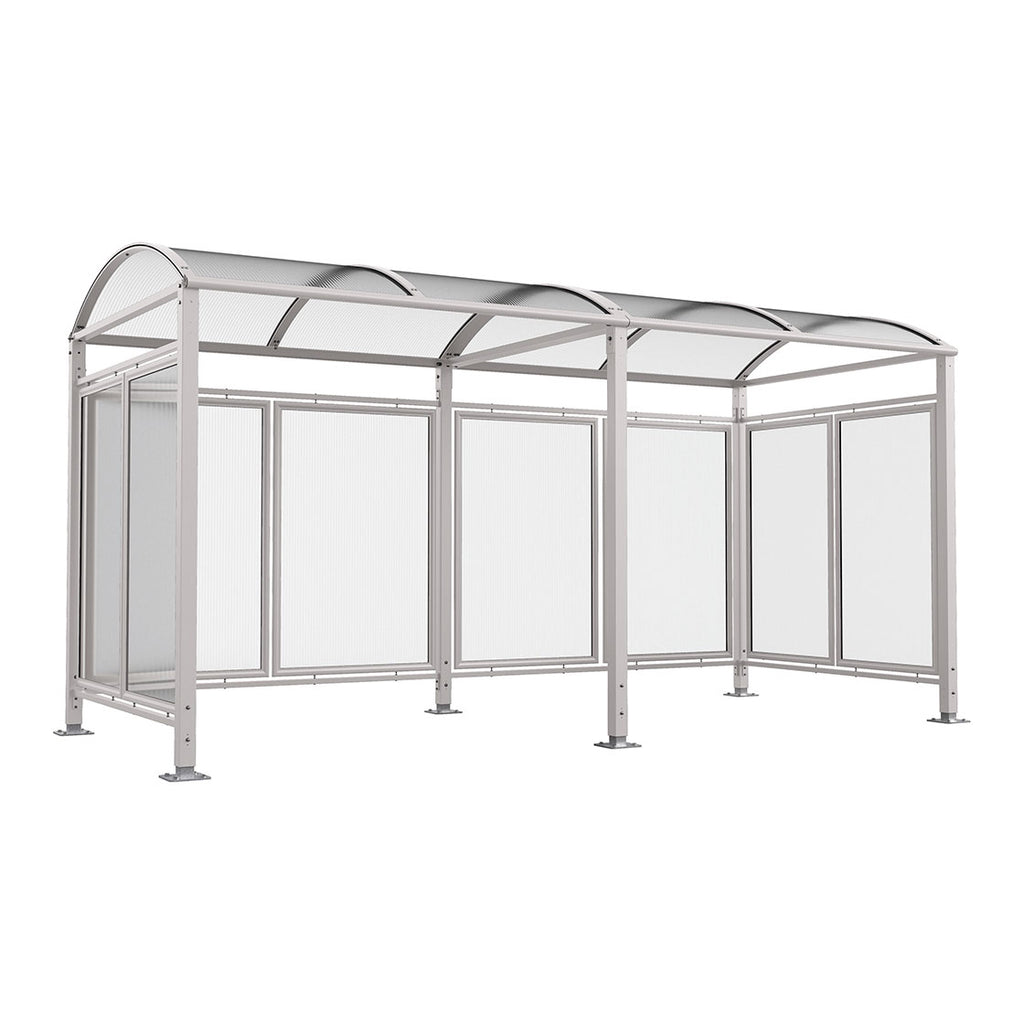 Procity Voute Bike Shelter (5000mm / Rear + 2 Side Cladding / Galvanised & Powder Coated Silk Grey RAL 7044)